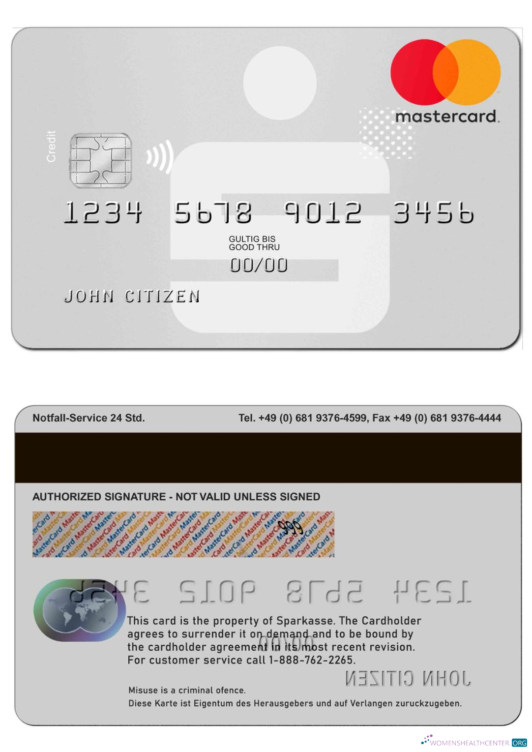 Download Germany Sparkasse MasterCard Photoshop template